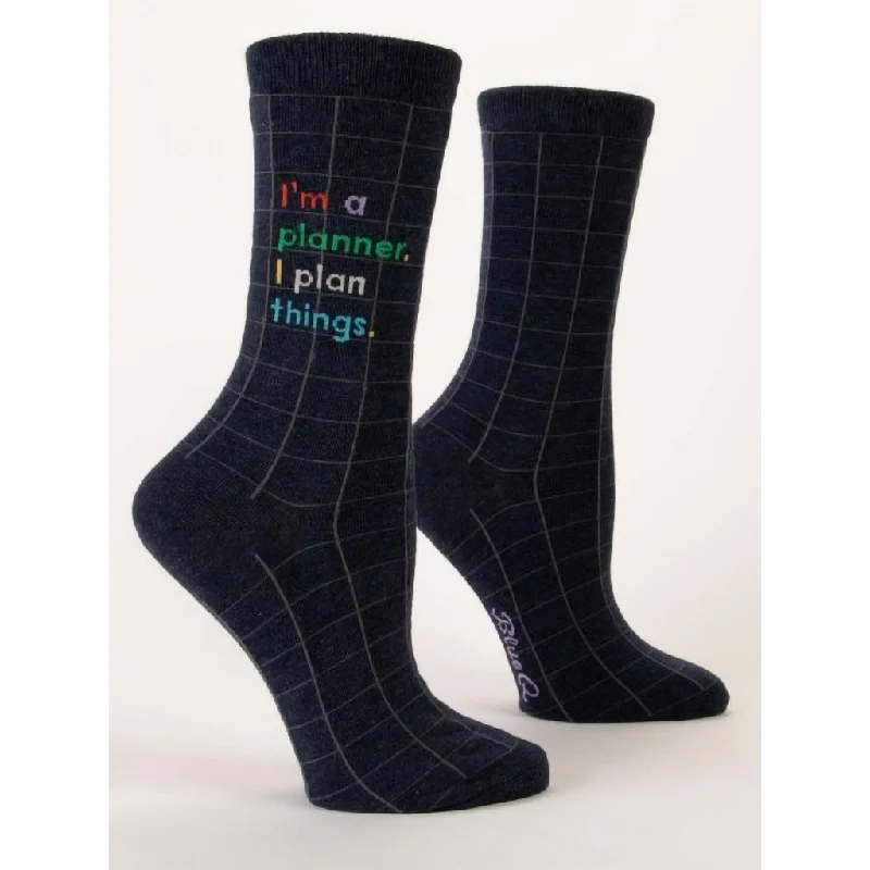 Blue Q : "I'm A Planner. I Plan Things." Women's Crew Socks