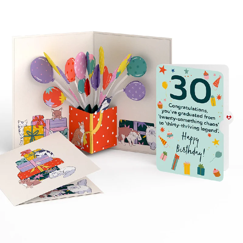 Curious Cats 30th Birthday Pop-Up Card and Sentiment Set