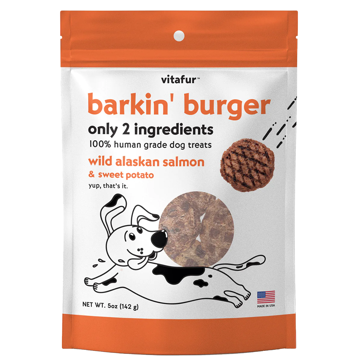 Vitafur Barkin' Burger Alaskan Salmon & Sweet Potato Human Grade Dog Treats-5 oz