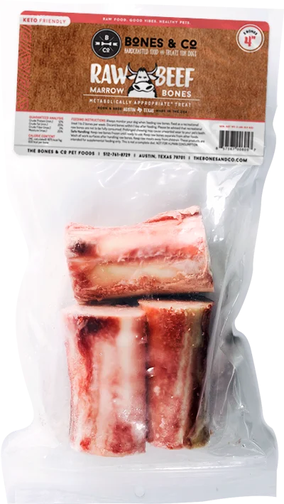 Bones & Co Frozen Beef Marrow Bones 4" - 3 Pak