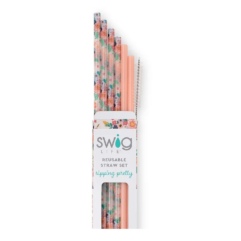 Swig : Full Bloom + Coral Reusable Straw Set