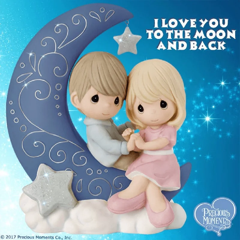 Precious Moments : I Love You To The Moon And Back, Bisque Porcelain Figurine