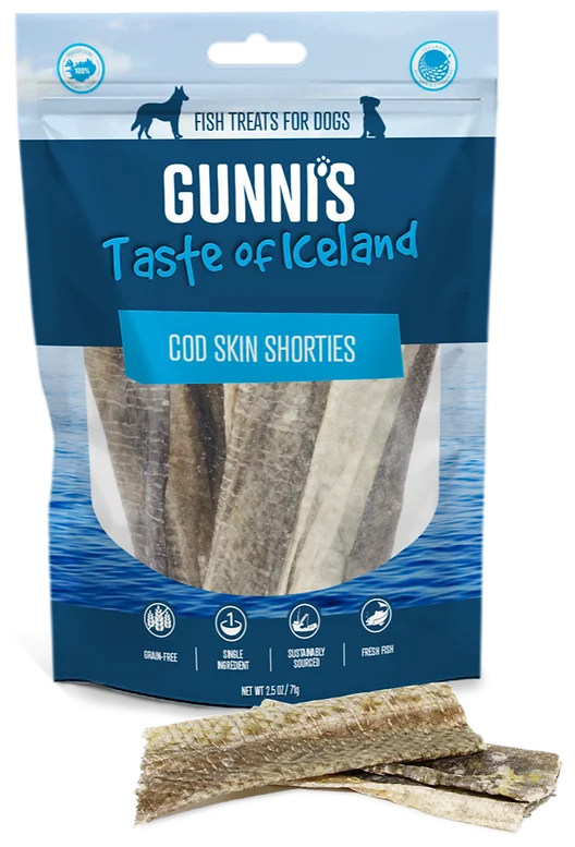 Gunni's Taste of Iceland Cod Skins Shorties Dog Treats, 2.5oz