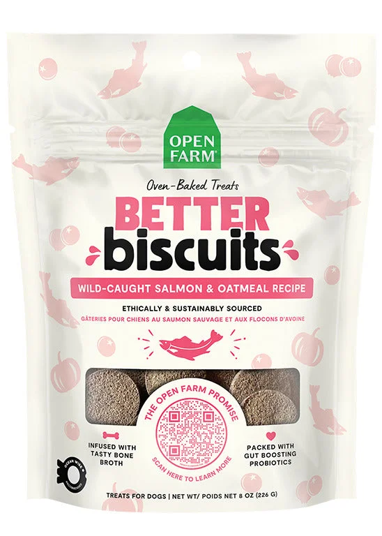 Open Farm Better Biscuits Salmon & Oatmeal Dog Treats-8 oz