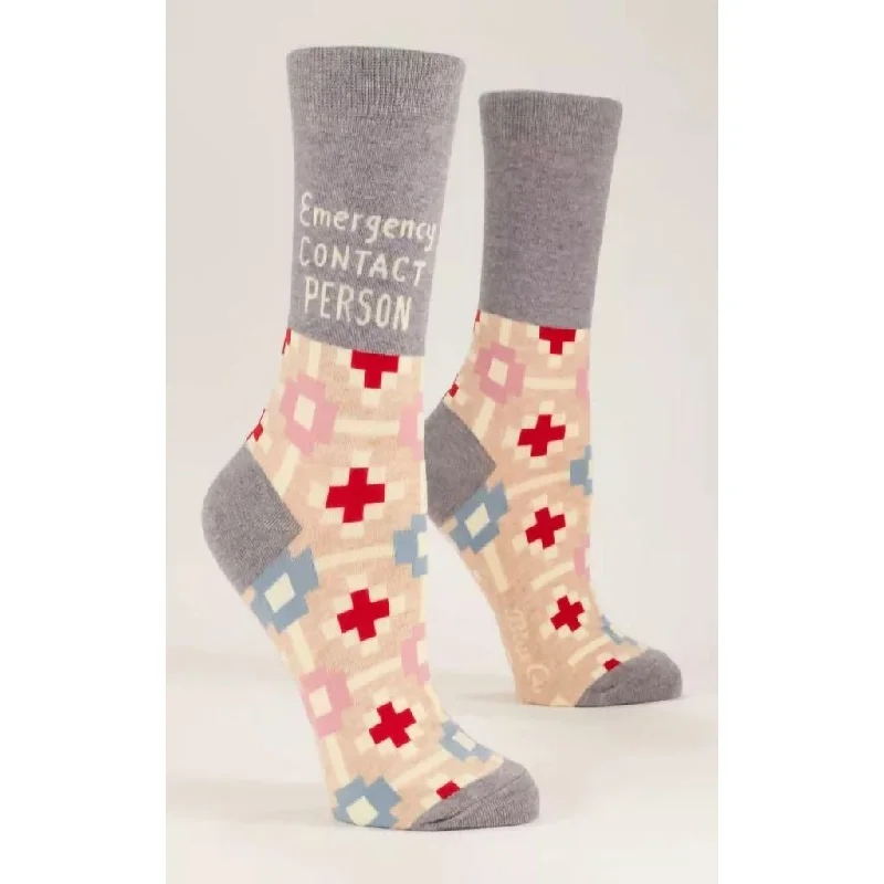 Blue Q : Women's Crew Socks -EMERGENCY CONTACT PERSON