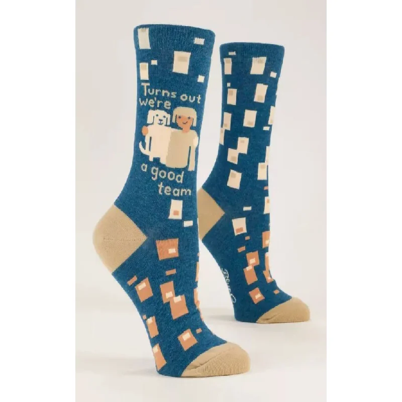 Blue Q : Women's Crew Socks -TURNS OUT WE'RE A GOOD TEAM