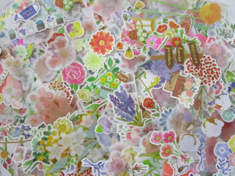 Grab Bag Stickers: 40 pcs FLOWER Bloom Petal Plants theme flake stickers