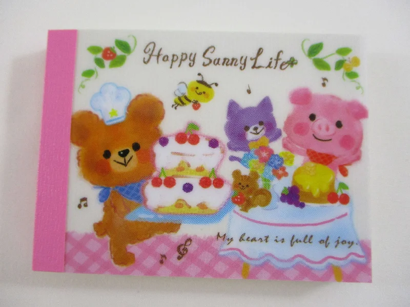 Cute Kawaii VHTF Kamio Bear Happy Sunny Life Mini Notepad / Memo Pad - Stationery Design Writing - Vintage Collectible