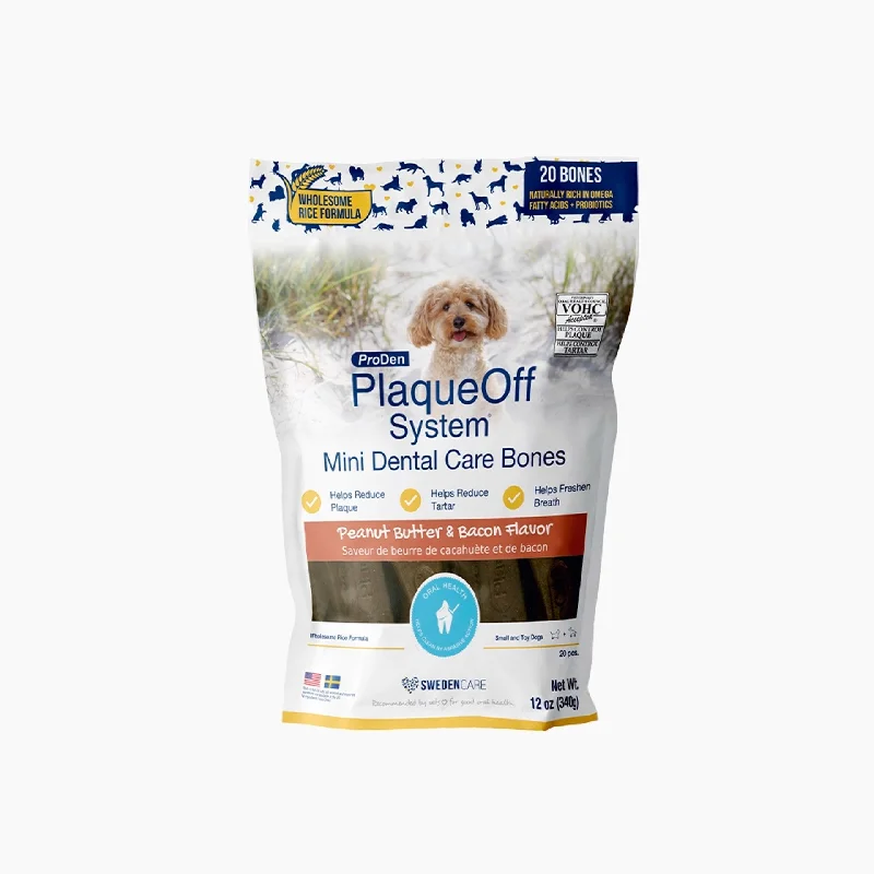 ProDen Plaqueoff Dental Care Bones Mini Peanut Butter & Bacon Flavor Chew for Dogs - 12 oz