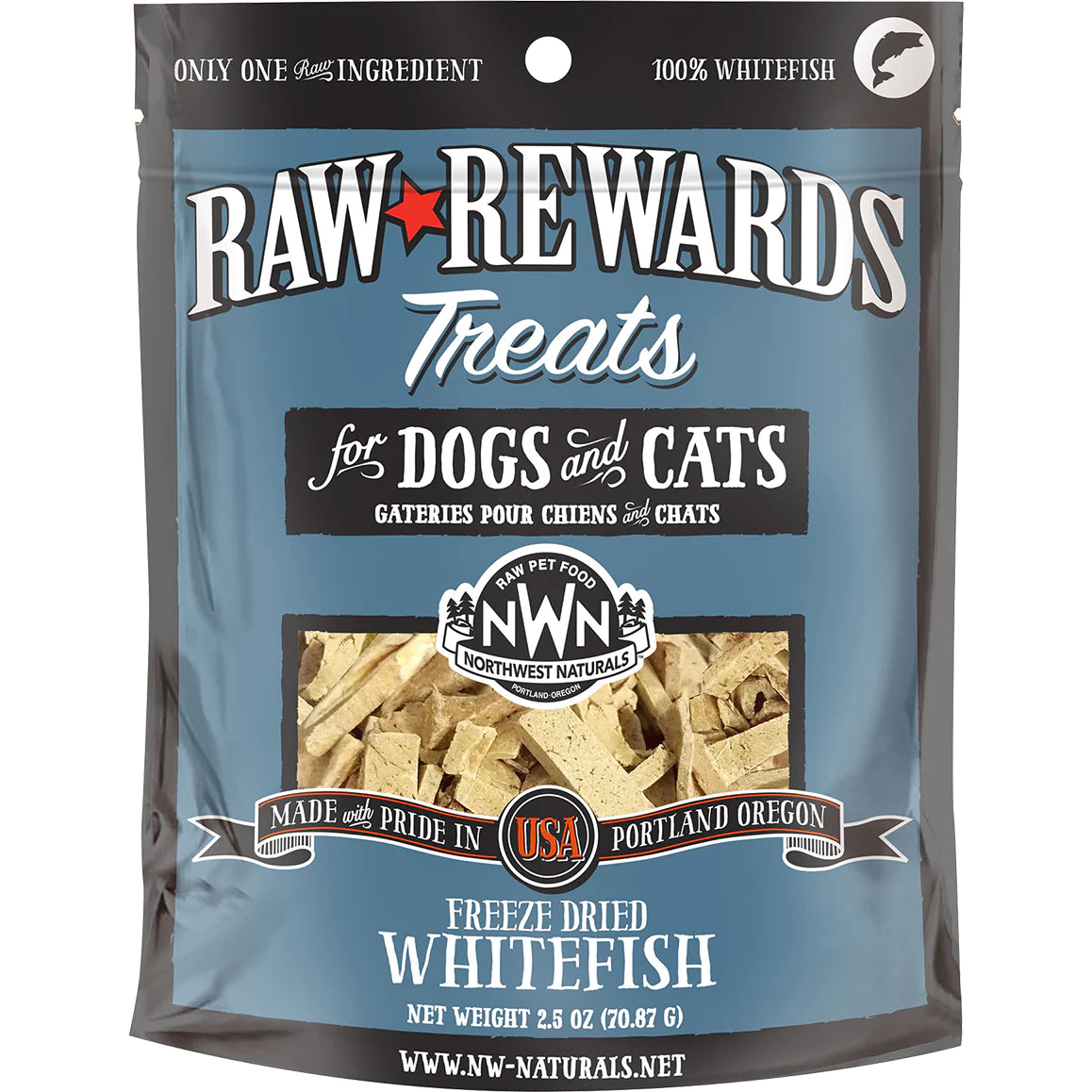 Northwest Naturals Raw Rewards Freeze Dried Whitefish Treat For Dogs & Cats-2.5 oz