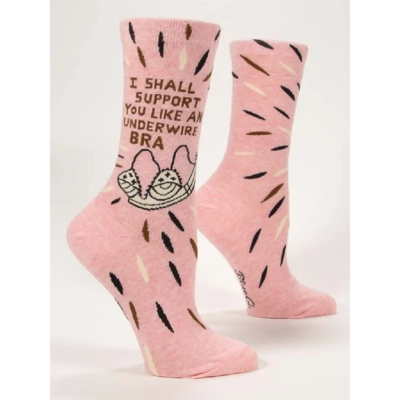 Blue Q : Women's Crew Socks - "I Shall Support You Like An Underwire Bra"