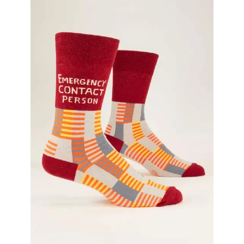 Blue Q : Men's Crew Socks - EMERGENCY CONTACT PERSON