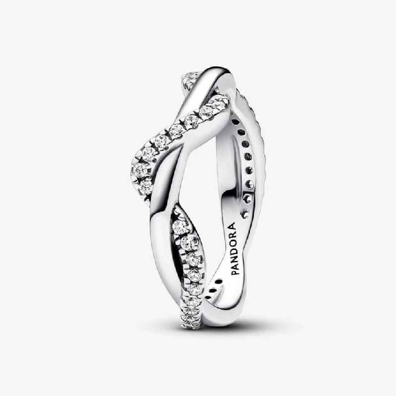 PANDORA : Sparkling Intertwined Wave Ring - Sterling Silver