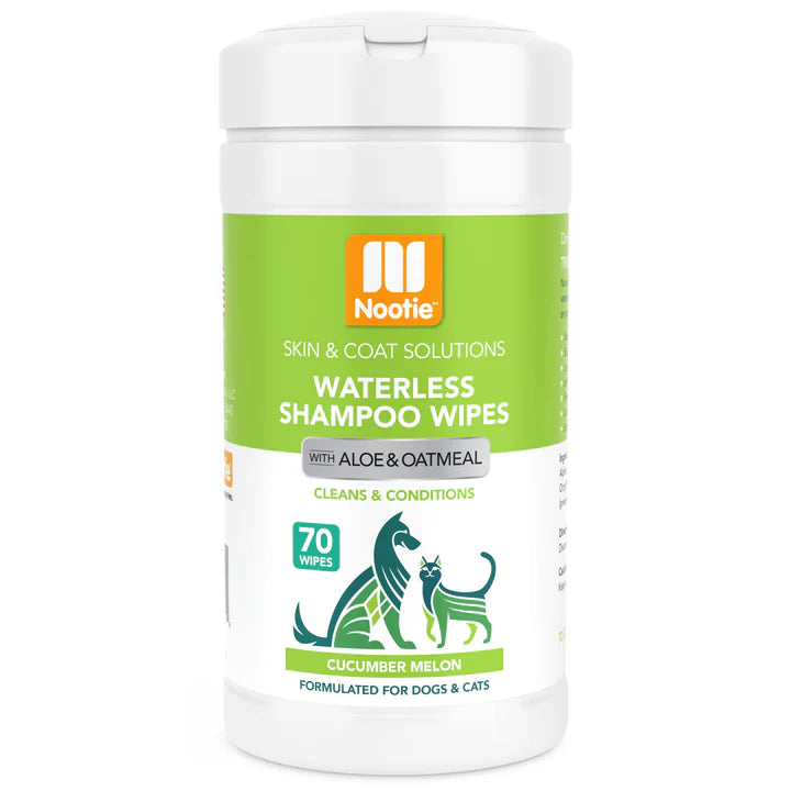 Nootie Cucumber Melon Waterless Shampoo Wipes for Dogs & Cats-70 wipes