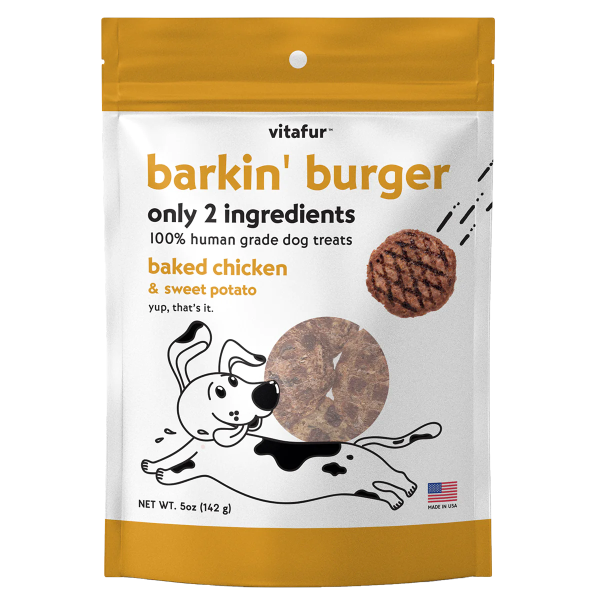 Vitafur Barkin' Burger Baked Chicken & Sweet Potato Human Grade Dog Treats-5 oz