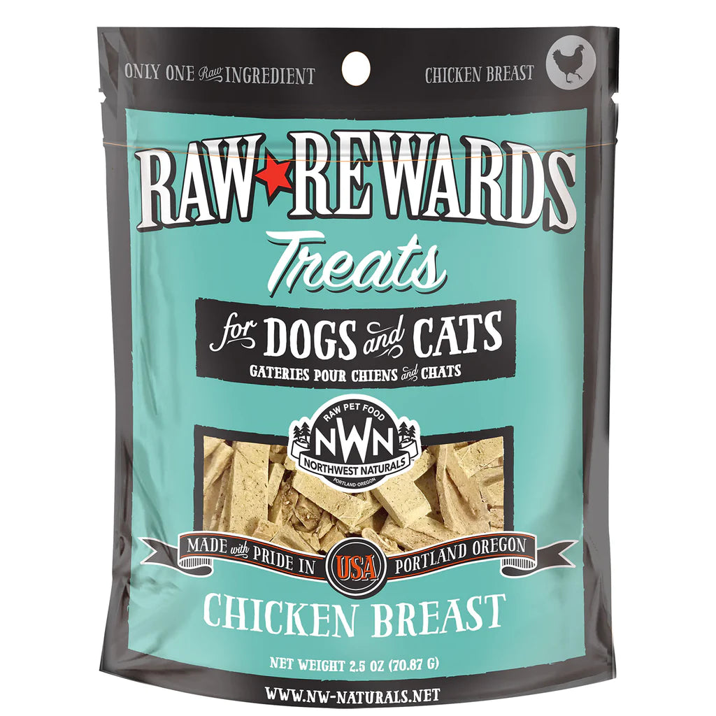 Northwest Naturals Raw Rewards Freeze Dried Chicken Breast Treats for Dogs & Cats - 3-oz