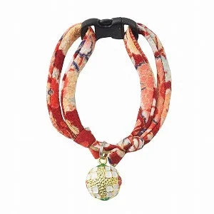 Necoichi Chirimen Temari Dynasty Cat Collar (Red)