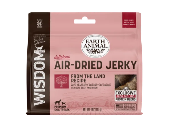 Earth Animal Wisdom Air-Dried From The Land Recipe Jerky Treat For Dogs