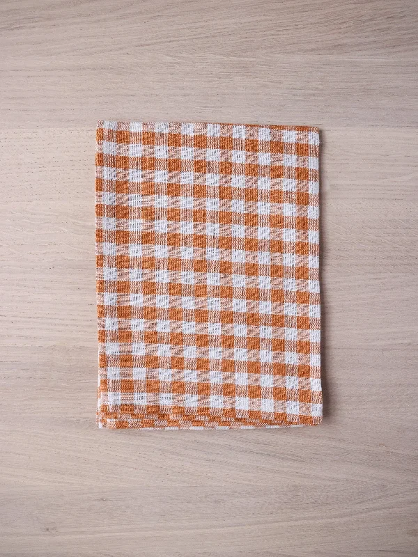 Linen Kitchen Towel in - Orange Gingham