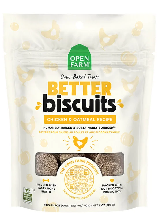 Open Farm Better Biscuits Chicken & Oatmeal Dog Treats-8 oz