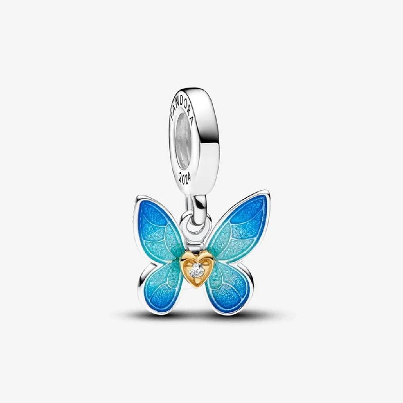 PANDORA : Pandora Club 2024 Butterfly Dangle Charm - Sterling silver and 14k Gold-plated unique metal blend