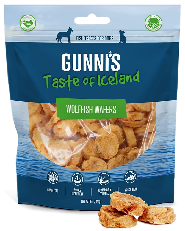 Gunni's Taste of Iceland Wolfifsh Wafers Dog Treats, 5oz