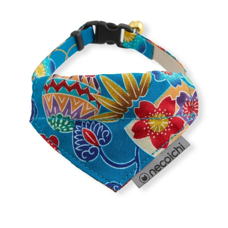 Necoichi Bandana Cat Collar With Air Tag Pocket (Yukata Blue)