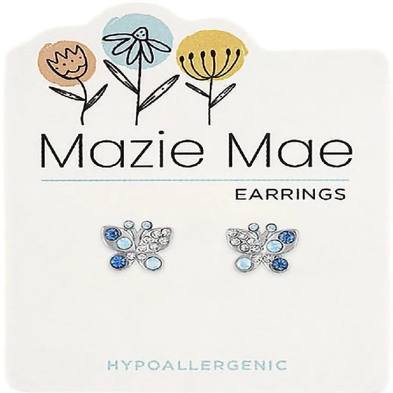 Center Court : Silver Opal & Aquamarine Butterfly Stud Mazie Mae Earring