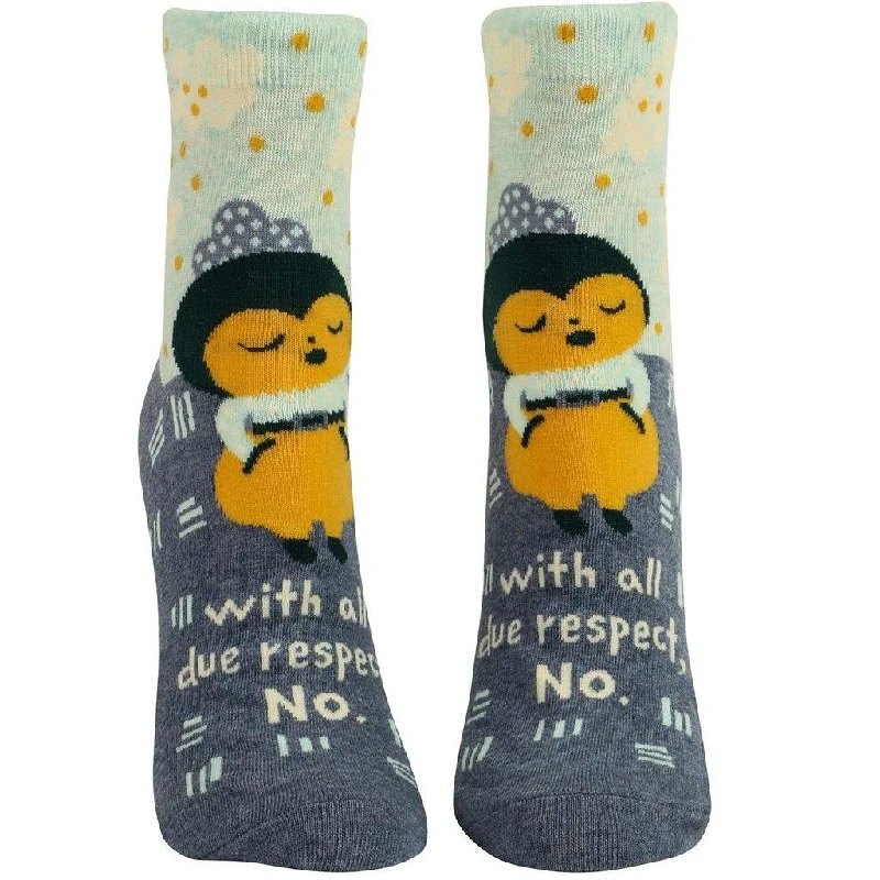 Blue Q : Women's Ankle Socks - "With All Do Respect, No."