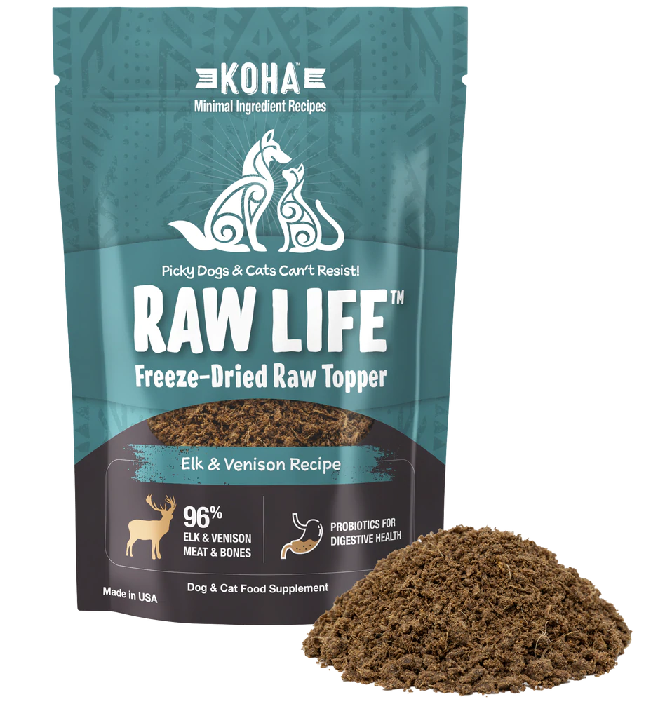 Koha Raw Life Freeze-Dried Raw Topper Elk & Venison Recipe for Dogs and Cats - 8 oz