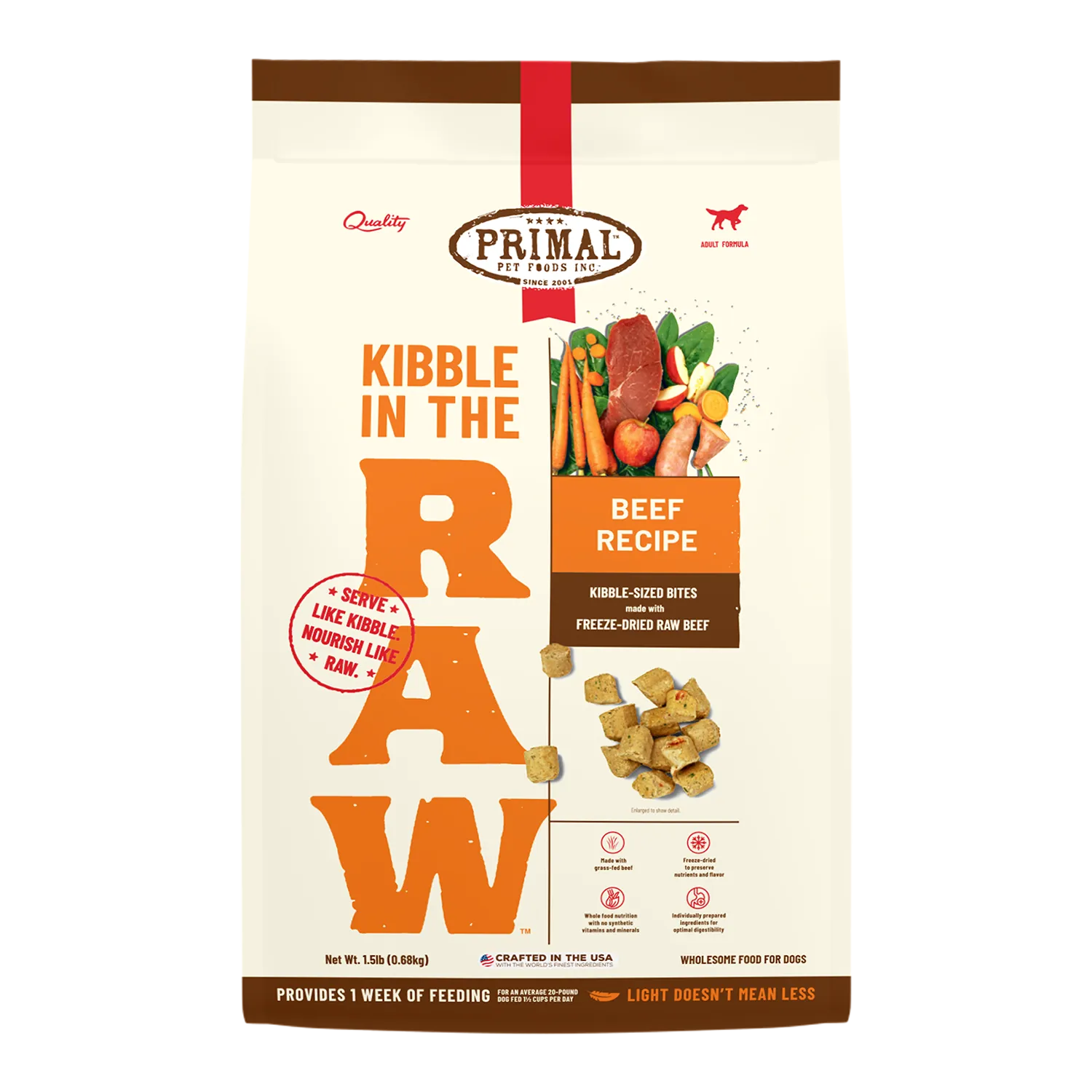 Primal Kibble In The Raw Beef Recipe For Dogs