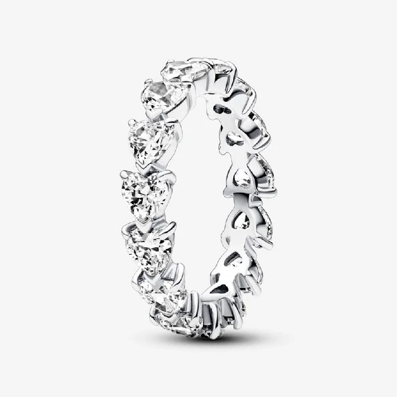 PANDORA : Row of Hearts Eternity Ring - Sterling Silver