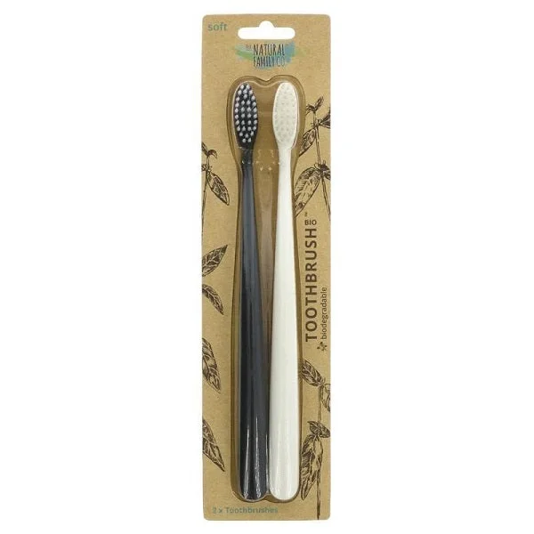 Natural Family Co. Bio Toothbrush - Pirate Black & Ivory Desert (Twin Pack)