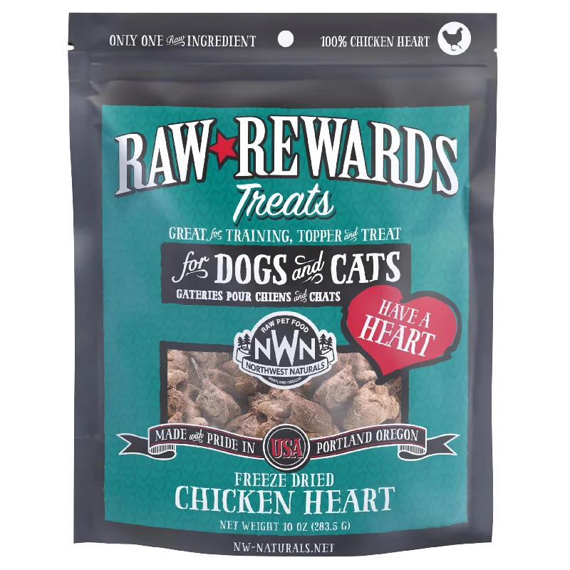 Northwest Naturals Raw Rewards Freeze Dried Chicken Heart Treats for Dogs & Cats - 3-oz