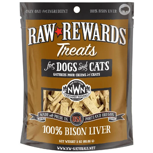 Northwest Naturals Raw Rewards Freeze Dried Bison Liver Treats for Dogs & Cats - 3-oz