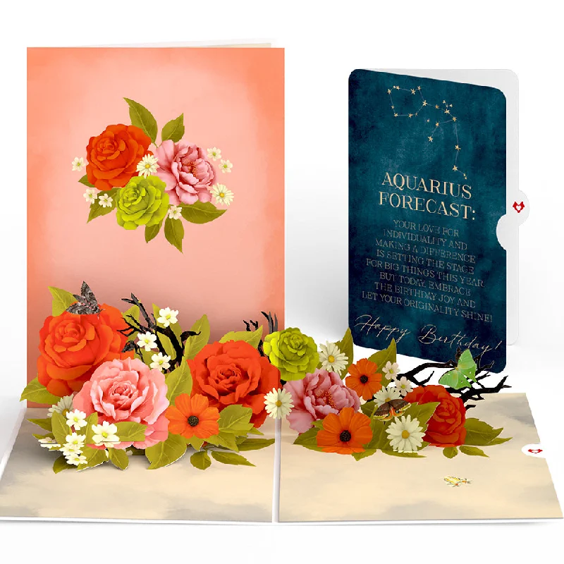 Midnight Florals Birthday Pop-Up Card and Aquarius Zodiac Sentiment Set